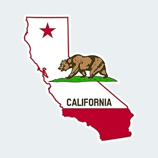 California Flag State Shaped Sticker Decal Self Adhesive Republic CA California Native 6" Wide