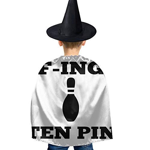 F-ing Ten Pin Bowling Kids Halloween Costumes Witch Wizard Cloak with Hat Wizard Cape for Boys Girls 3-12 Y Black