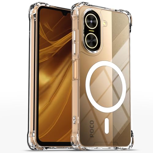 Image of Pikkme Back Cover for Poco C71 / Redmi A5 Mag-Safe Shockproof PC + TPU Protective Case Magnetic Support Bumper Case (Transparent Mag-Safe)