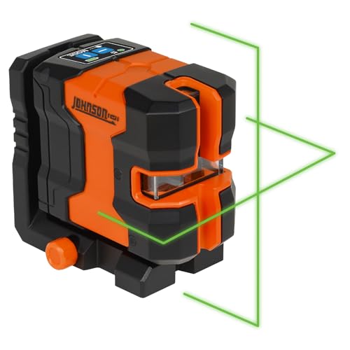 Image of Johnson Level & Tool JLN300-GNCL Laser Level, Self-Leveling Cross-Line Laser with GreenBrite Technology, Magnetic Base, Hard-shell Carry Case, Lithium Ion Battery, Magnetic