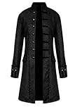 Crubelon Men's Steampunk Vintage Tailcoat Jacket Gothic Victorian Frock Coat Uniform Halloween Costume - Black - Medium