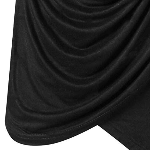 Wocachi Mens Knight Pullover Sale, 2022 Winter Punk Style Vintage Asymmetric Pile Heap Collar Cowl Neck Solid Long Sleeve Sweatshirt Tops Pleated Slim Fit Evening Party Performance Novelty Shirts #TOP4