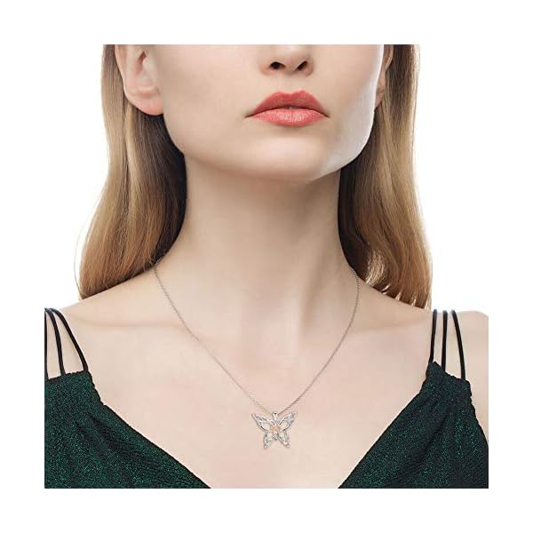Sterling-Silver-Butterfly-Necklace-Celtic-Jewelry-Gifts-for-Women-Butterfly-Lovers MANBU Sterling Silver Butterfly Necklace - Celtic Jewelry Gifts for Women Butterfly Lovers (rosegold heart necklace)