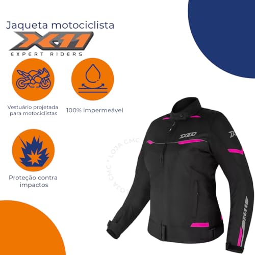 Jaqueta Feminina/Masculino Moto Motociclista X11 Guard2 (BR, Alfa, P, Regular, Regular, FEMININO/ROS