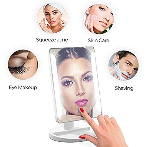 Lighted Vanity Makeup Mirror, Batteries or USB Charging, Natural Bright Magnifying Light, Movable & Two Power Supply Mode, Adjustable Brightness