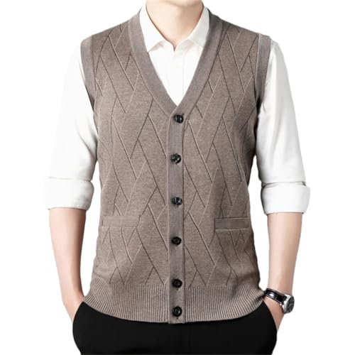 Men Knit Vest Buttons Cardigan Sleeveless Basic Thick Winter Vintage Business Tank