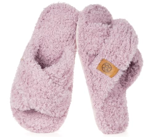 Dokela Dokela Fuzzy Open Toe Slippers for Kids Girls Boys House Slipper