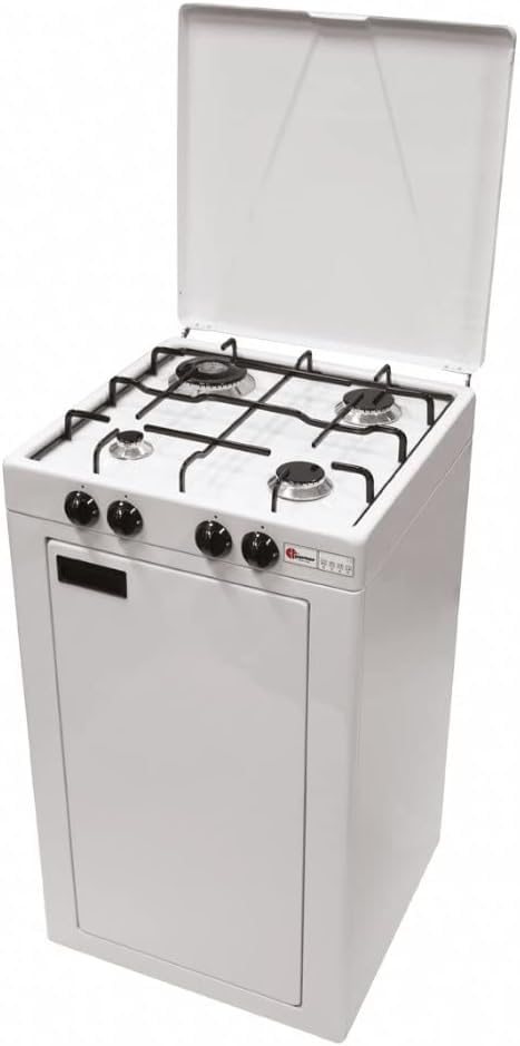 Parker - Hornillo de cocina a gas GLP, 4 fuegos, quemador de 3,5 kW con mueble portabombona y válvula de seguridad, fabricado en Italia - 541GPS/C
