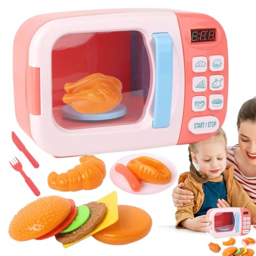 Microondas de Juguete - Juguete Cocina Comida Seguro para Niños Pequeños con Luz y Sonido,Microondas Simulado Interactivo con Temporizador para Juego de Roles de Bebés Niños Niñas