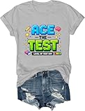 Ace The Test Level Up Test Day Shirts Funny Testing Shirt Gamer Style for Teacher Student Casual Tees