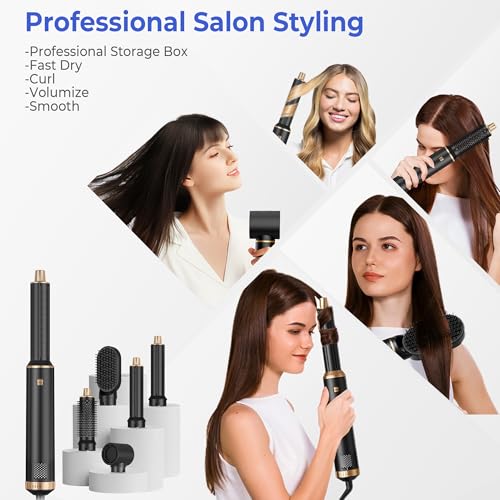 trylater Blow Dryer Brush 5 in 1 Negative Ion Hair Dryer Brush Set Upgrade Hot Air Brush Air Styler Curling Wrap Air Curler の商品画像 1