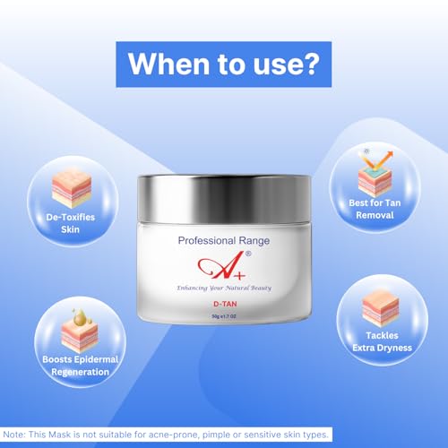 Image of A+ Detan Pack, Tan Removal Cream for Women & Men, Effective Tanning Removal Cream, Professional & Home Use Detan Face Pack for Radiant Skin - 50gm