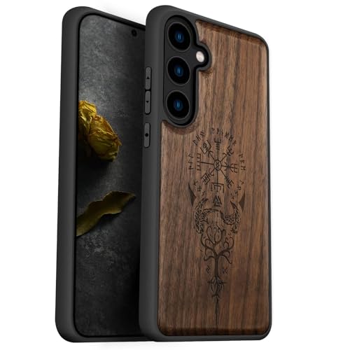 Étui de protection Samsung S24 antichoc en silicone et bois véritable