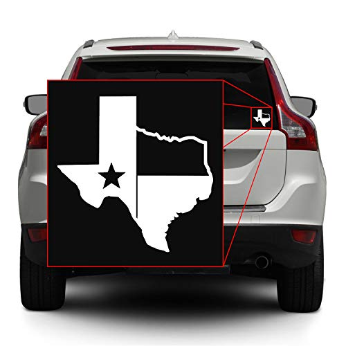 Image of TX Flag Shaped Like Texas [Pick Color] Vinyl Transfer Sticker for Laptop /Car /Truck /Window /Bumper (3 inch x 3 inch, White)