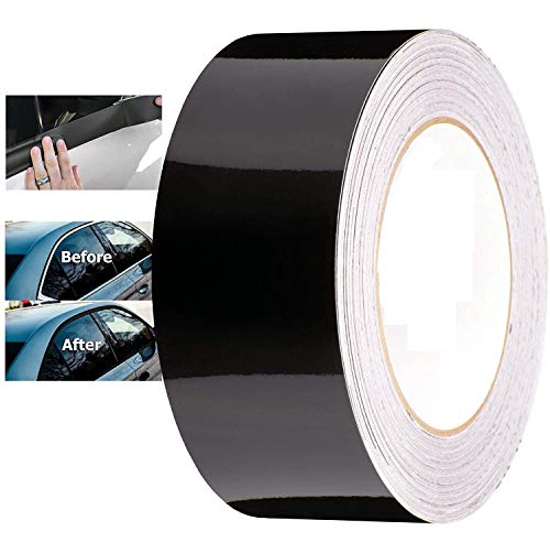 KaaHego Car Wrap Film Glossy Black Vinyl Automotive Wrap Film Car Door Sill Protector Bumper Protector Self-Adhesive Vinyl Parent (Size 2inch X 25Feet)