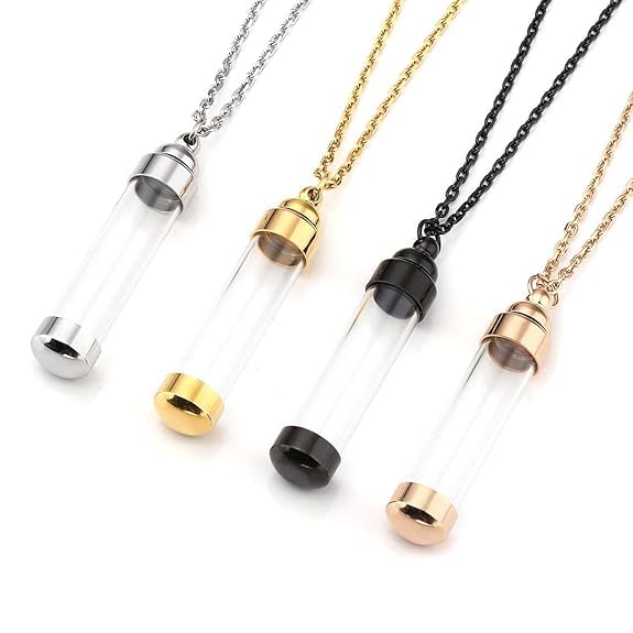 Flacon cylindre commémoratif et collier de cendres pour animaux - 4