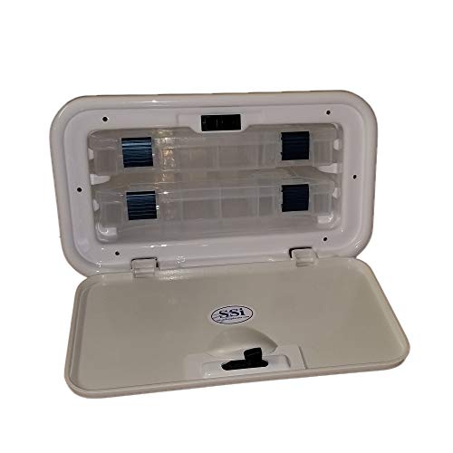 USAMADE Marine 2 Drawer Tackle Box - White Acrylic Capped ABS with Locking S.S. Latch - Always Have the Right Lure in Reach and Out of the Way - Tackleboxes Included (2 Drawer)