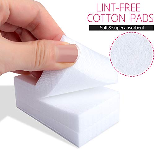 900pcs Lint Free Nail Wipes Pads with Plastic Bottle, FANDAMEI 1pcs 100ml Gel Polish Remover Pump Dispenser and 2 Packs Gel Acrylic Polish Remover Cleaner Cotton Pads, UV Gel Soak Off Clean Wipe - Image 6