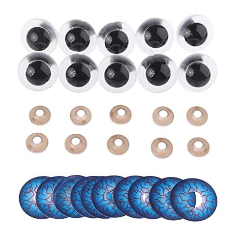 Woedpez 10pcs 12mm/14mm/16mm/18mm/20mm/24mm Plastic DIY Puppet Safety Eyes Cover