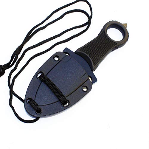 Tactical Black Full Tang Neck Knife iCareYou Xtreme Survival Fixed Blade Military Dagger with Sheath