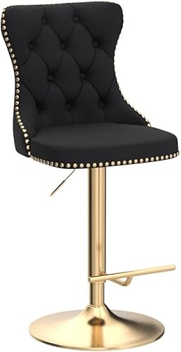 Miniatura 55 de Aoowow Juego de 2 taburetes de bar giratorios ajustables con respaldo de terciopelo copetudo, sillas de bar modernas tapizadas con cabeza de clavo