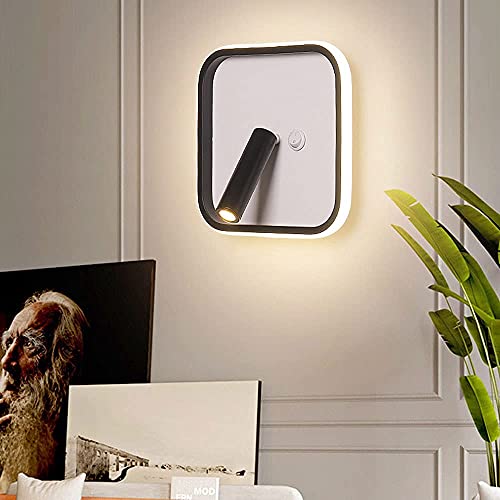 Lámpara de pared LED nórdica cuadrada con interruptor para mesita de noche 4