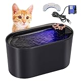 Trinkbrunnen für Katzen, 3L/105oz Haustier-Trinkbrunnen für Katzen & Hunde, Katzenbrunnen niedlicher Katzenpfotenauslauf, Wasserspender mit Aktivkohlefilter leise Pumpe mit Trockenlaufschutz, Grau