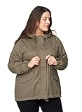 Kapuze mit Tunnelzug Zizzi Große Größen Damen Kurze Jacke mit Taschen und Kapuze Gr 54-56 Grau