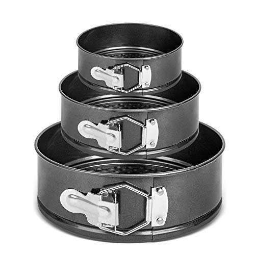 Kuchenformen-Set, ARVINKEY Antihaft- und auslaufsicheres 3er-Set (7"/8"/9") Runde Backformen-Set, Springform-Backblech mit Schnellverschluss und abnehmbarem losen Boden für Käsekuchen und Biskuits Cover