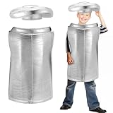 JenPen 2 Pcs Childrens Trash Can 100 Days of School Costume Silver Garbage Outfit with Hat for Kids Cosplay