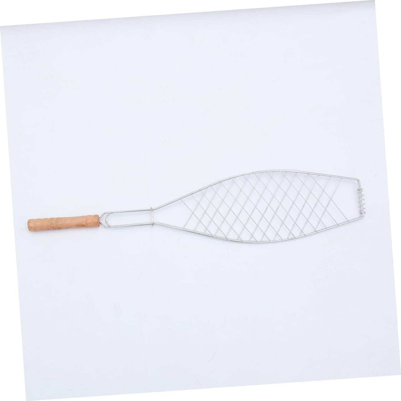 Clip per Griglia da Barbecue in Ferro Manico in Legno, 4 Pezzi | Rivestimento Antiaderente, per Pesce e Costine, Uso Outdoor e Campeggio