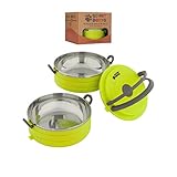 Healthy Human Travel Dog Bowls Stainless Steel Go Pet Bento Bowls | Stackable Dog Food Bowls | Leak