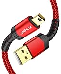 JSAUX Mini USB Cable 3M USB 2.0 Type A to Mini B Charging Cable Compatible with PS3 Controller, Garmin GPS, Blue Yeti,Hero 3/4, Dash Cam, Nikon, Canon, Sat Nav, Camera, Red