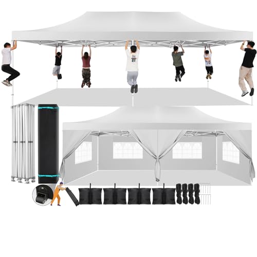 Image of COBIZI 13x26 Pop Up Canopy Tent,Heavy Duty Canopy(White with 6 Sidewalls)