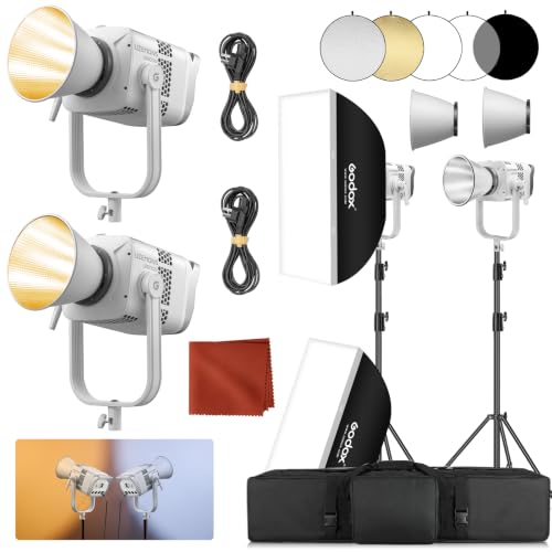 Godox 2Pack LE600BI Kit with Softbox Light Stand White