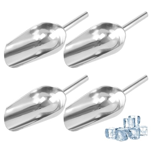 SHUESS 8oz Stainless Steel Ice Scoop - 4 Pcs Metal Scoops for Food - Sweet Scoops for Pick n Mix and More, 25 cm / 9.84 inches (Silver)