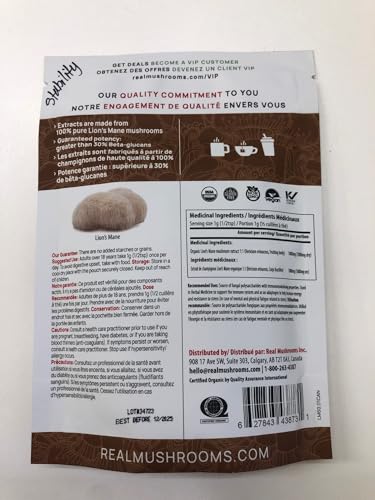 Real Mushrooms Lion’s Mane Powder - Organic Lions Mane Mushroom Extract for Cognitive Function & Immune Support - Brain Supplements for Memory and Focus - Vegan Mushroom Supplement, 60 Servings - Image 5
