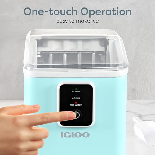 Igloo Portable Ice Maker with Scoop & Basket- Ice Maker with LED Control Panel & 1 Quart Water Tank- Ice Cube Maker Produces 26 Lbs Of Ice In 24 Hours with 8 Large or Small Cubes In 7-8 Minutes - Aqua by Igloo - Image 4