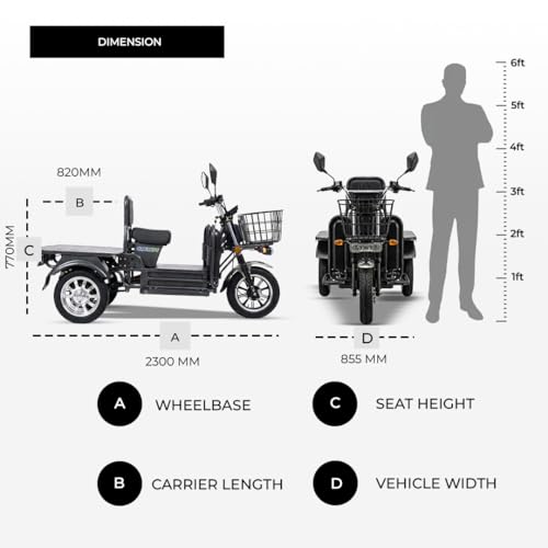 Image of Enfinity Zupiter Neo Low Speed 3 Wheeler Electric Loader Scooter with 60V Lithium-Ion Battery & Charger, 60-70 km Range, 400 kg Weight Capacity, Non-RTO