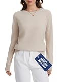 ACUSHLA Women Cashmere Merino Wool Sweaters Long Sleeve Winter Tops,Beige M