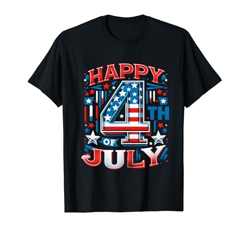 American Flag Independence Day Patriotic Happy 4th of July Maglietta
