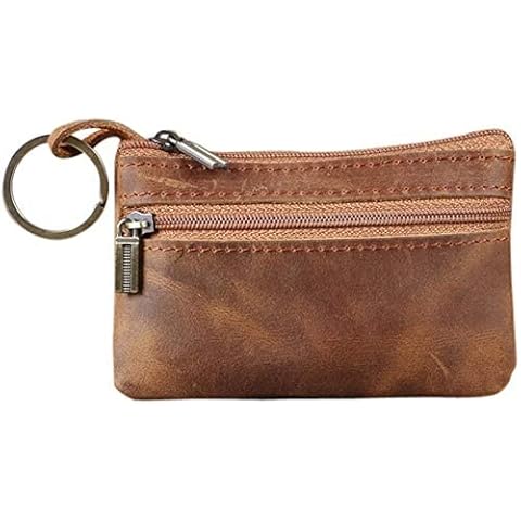 Leather Coin Purse with Zipper Pockets Cover