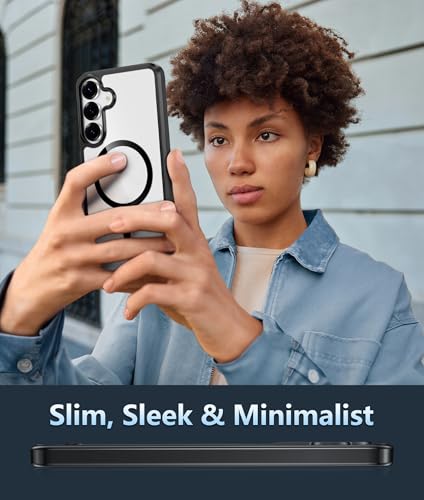 Image of FNTCASE for Samsung Galaxy S25-FE Case: Magnetic Clear Military Grade Drop Protection Anti Yellowing Cell Phone Cover - Rugged Shockproof Protective Bumper Transparent Phonecase(Black)