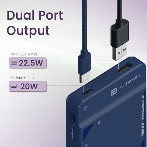 Portronics Luxcell Uno 10K 10000 mAh Power Bank Blue - Image 5
