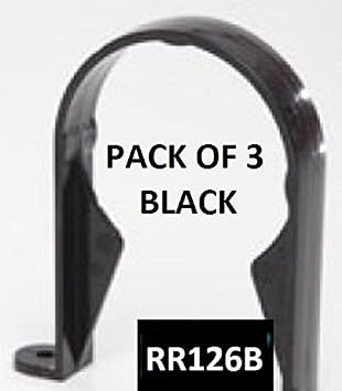 EEZY Plumbing Pack - 3 Three X RR126b Black Genuine POLYPIPE Stand Off Pipe Clip/Saddle Bracket for 68mm Round downpipe