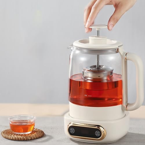 Tetera eléctrica, Tetera de Vidrio con infusor extraíble, Cesta de té elevable con Reserva de 24 Horas, 0,8 l, antiderrames, preservación del Calor de 8 Horas, máquina para Preparar té