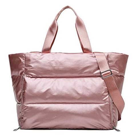 Women Sports Gym Bag with Wet Pocket, Large Duffle Holdall Bag Waterproof Weekend Travel Handbag for Yoga Fitness Swimming (Pink) Cover
