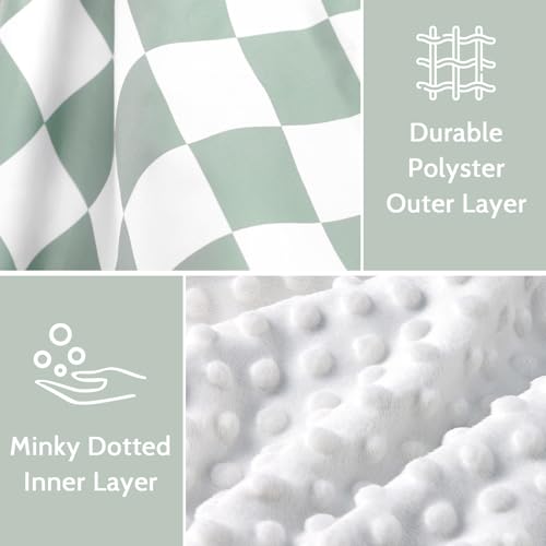 Image of DILIMI Baby Car Seat Cover, Minky Warm Winter Car Seat Covers for Babies, Peekaboo Opening Infant Car Seat Cover, Nursing Cover Carseat Canopy, Green Checkered