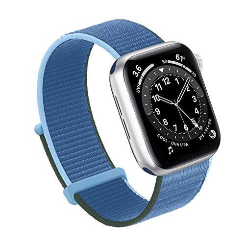 Bifeiyo Compatible with Apple Watch Bands Women Men 46MM 45MM 44MM 42MM 41MM 40MM 38MM,Nylon Sport Loop Strap for iWatch Series 10 9 8 7 6 5 4 3 2 1 SE Ultra(38/40/41/S10-42mm,Azure)