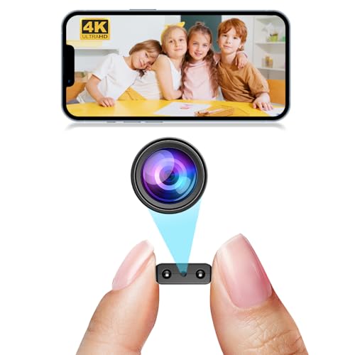 4K HD Mini Camera, HD Night Vision Home Nanny - Smallest WiFi Wireless Camera with Motion Detection, App Control, Cloud Storage and SD Storage for Pet/Infant/Car Surveillance